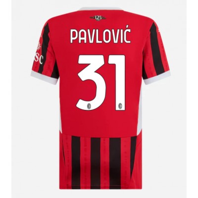 Ženski Nogometni dresi AC Milan Strahinja Pavlovic #31 Domači 2024-25 Kratek Rokav Ženski Nogometni dresi AC Milan Strahinja Pavlovic #31 Domači 2024-25 Kratek Rokav